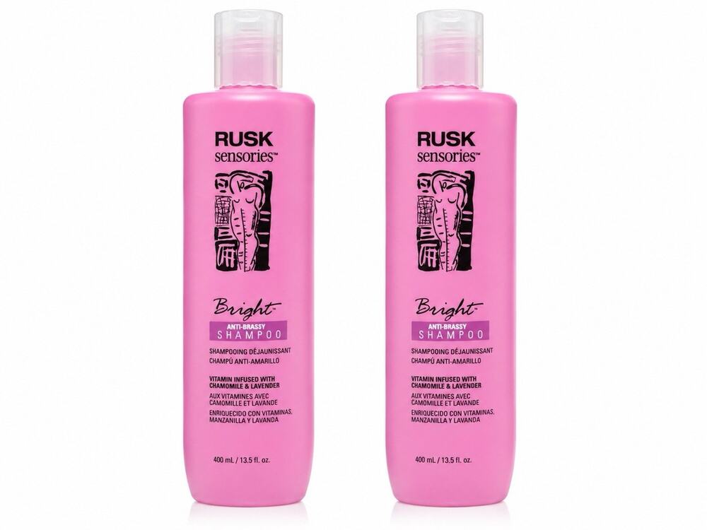 2x RUSK Sensories Bright Anti-Brassy Shampoo 13.5 fl oz 400ml Purple Hair
